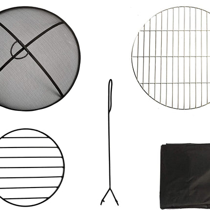 Centurion Supports Fireology DIABLO Light Grey Contemporary Garden and Patio Heater Fire Pit and Barbecue with Concrete Stone-Effect Finish - Fully Assembled