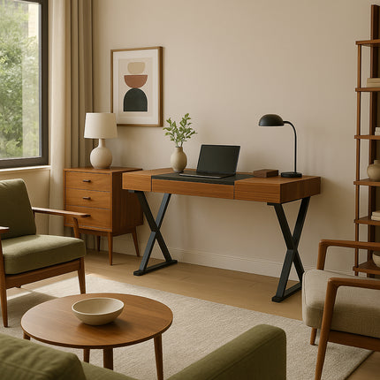 Centurion Supports ADONIS Walnut with Matte Black Legs Ergonomic Luxury Home Office Desk