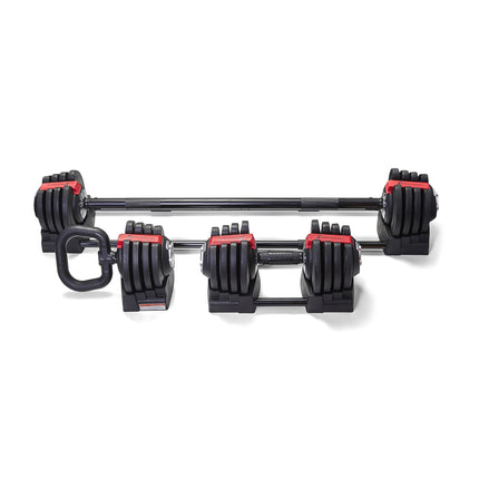 Strongology ELEMENT SET Home Fitness 3-In-1 Black/Red Adjustable Smart Barbell/Dumbbell/Kettlebell from 2kg up to 19kg Training Weights - Grade A