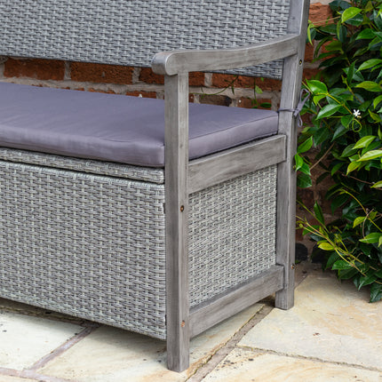 150L Underseat Storage Two-Seater Bench in Contemporary Grey Wash