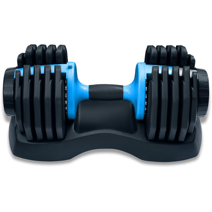 Strongology URBAN25 Blue Adjustable Single Dumbbell | 2.5kg to 25kg Quick-Select Weight | 10-in-1 Space-Saving Design | Soft-Grip Handle | Secure Plate-Locking System | Home Gym Strength Training Workouts