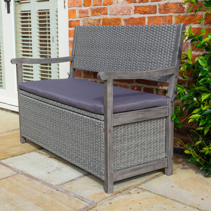 150L Underseat Storage Two-Seater Bench in Contemporary Grey Wash