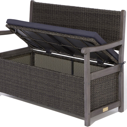 150L Underseat Storage Two-Seater Bench in Contemporary Grey Wash