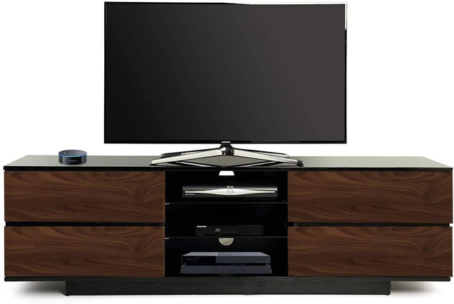 Centurion Supports AVITUS High Gloss Black with 4-Walnut Drawers for 32"-65" LED/OLED/LCD TV Cabinet - FULLY ASSEMBLED