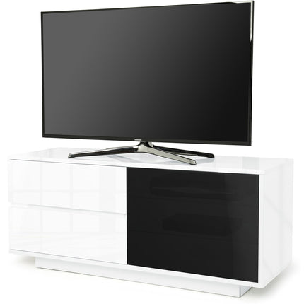 Centurion Supports Gallus Ultra Remote Friendly BeamThru Gloss White with 2-White Drawers 32"-55" Flat Screen Cabinet TV Stand