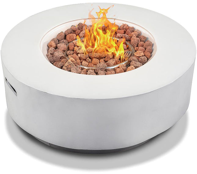 MDA Designs FUSION Light Grey Lavish Garden & Patio Gas Fire Pit with Eco-Stone Finish - Fully Assembled - Grade A
