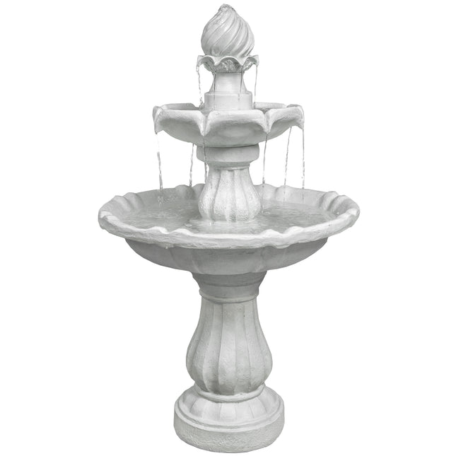 MDA Designs Aruna Elegant 3-Tier Outdoor Water Fountain Self-Contained Stunning Garden Feature with Cascading Waterfall