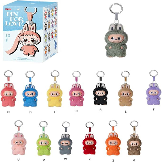 Pop Mart THE MONSTERS Pin for Love Series - Vinyl Plush Labubu Pendant (N-Z) - Box Set of 14 Collectable Toys