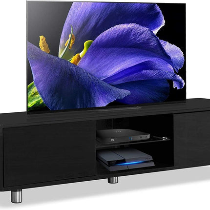 Centurion Supports CAPRI Gloss Black with Black Sides Beam-Thru Remote Friendly 32"-65" Flat Screen TV Cabinet - Fully Assembled