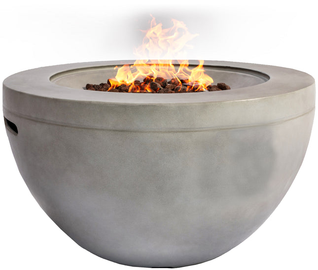 MDA Designs TABITI Light Grey Lavish Garden & Patio Gas Fire Pit with Eco-Stone Finish