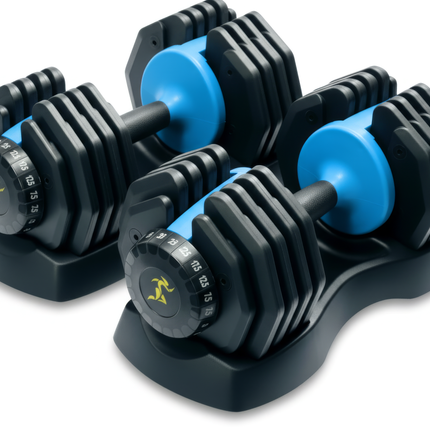 Strongology Urban25 Home Fitness Black and Blue Adjustable Smart Dumbbells from 2.5kg up to 25kg Training Weights