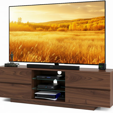Homeology Avitus Premium Walnut with 4-Walnut Drawers and 3-Shelf 32"-65" LED/OLED/LCD TV Cabinet