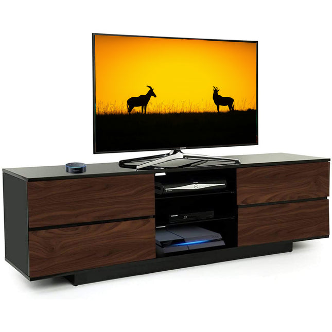 Centurion Supports Avitus Gloss Black with 4-Walnut Drawers and 3-Shelf 32"-65" LED/LCD/Plasma TV Stand