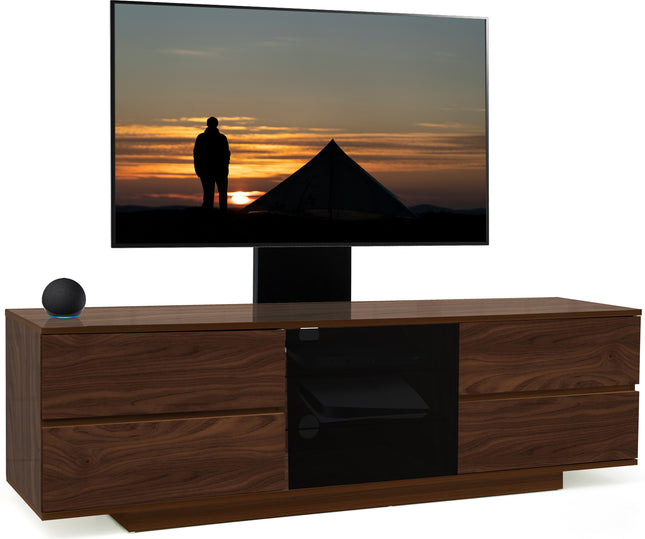 Centurion Supports AVITUS ULTRA Walnut Remote Friendly BeamThru Door with 4-Walnut Drawers up to 65" Flat Screen TV Cabinet with Mounting Arm