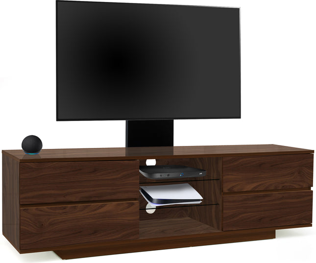 Centurion Supports Avitus Walnut with 4-Walnut Drawers and 3-Shelves up to 65" LED, LCD, Plasma TV Stand with Mounting Arm
