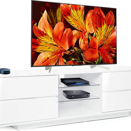 Centurion Supports Avitus Premium High Gloss White with 4-White Drawers and 3-Shelf 32"-65" LED/OLED/LCD TV Cabinet - Grade A