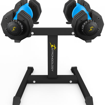 Strongology Urban25 Blue Adjustable Dumbbell Pair with Free Durable Steel Adjustable Urban25 Dumbbell Floor Stand