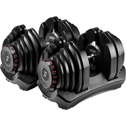 Strongology RELENTLESS40 Adjustable Smart Dumbbell Pair from 5kg to 40kg Home Fitness Training Weights in Black - Grade A