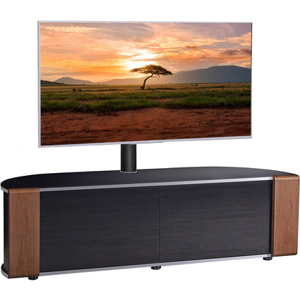 MDA Designs Sirius 1600 Black Cabinet with Walnut/Oak Interchangeable Trims for Flat Screen TVs up to 65" with Mounting Bracket - Grade A
