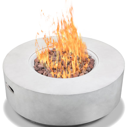 MDA Designs FUSION Light Grey Lavish Garden & Patio Gas Fire Pit with Eco-Stone Finish - Fully Assembled