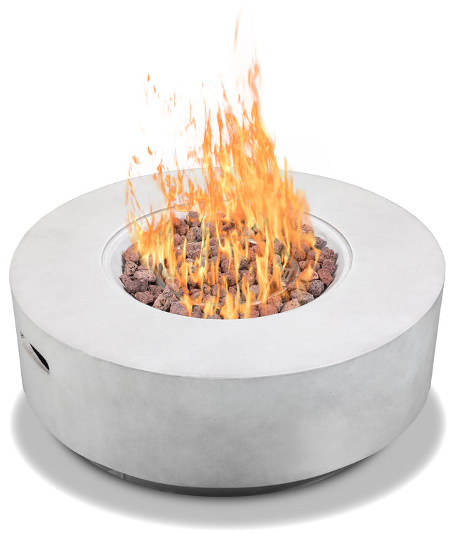 MDA Designs FUSION Light Grey Lavish Garden & Patio Gas Fire Pit with Eco-Stone Finish - Fully Assembled
