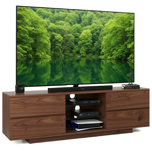 Centurion Supports AVITUS Walnut with 4-Walnut Drawers for 32"-65" LED/OLED/LCD TV Cabinet - FULLY ASSEMBLED