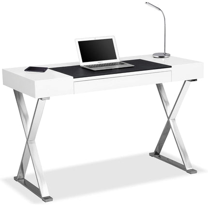 Centurion Supports ADONIS Gloss White Ergonomic Home Office Desk with Built-In Wireless Qi Charging