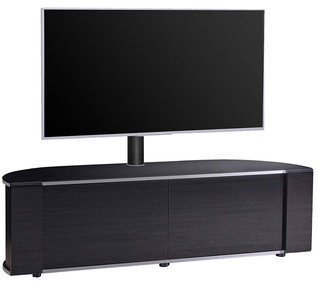 MDA Designs Sirius 1600 Cabinet with BeamThru Remote-Friendly Gloss Black with Black Trims for Flat Screen TVs up to 65" with Mounting Arm