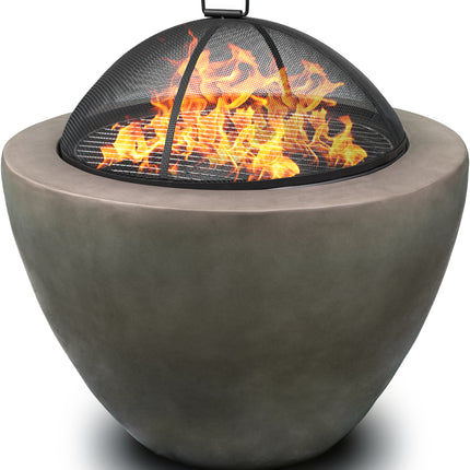 Centurion Supports Fireology DIABLO Dark Grey Contemporary Garden and Patio Heater Fire Pit and Barbecue with Concrete Stone-Effect Finish - Fully Assembled