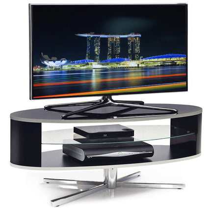 MDA Designs Orbit 1100BB Gloss Black TV Stand with Gloss Black Elliptic Sides for Flat Screen TVs up to 55"