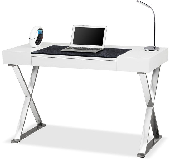Centurion Supports ADONIS Gloss White and Chrome Ergonomic Home Office Luxury Computer Desk - Grade A