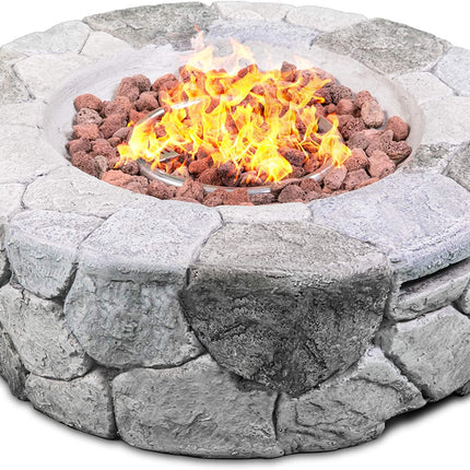 Centurion Supports Fireology KALUYA Grey Lavish Garden and Patio Gas Fire Pit with Eco-Stone Finish - Fully Assembled