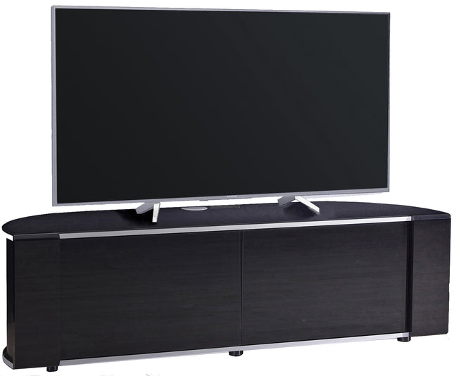 MDA Designs Sirius 1600 Cabinet with BeamThru Remote-Friendly Gloss Black with Black Trims for Flat Screen TVs up to 70"