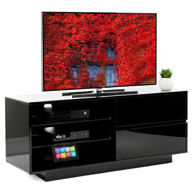 Centurion Supports Gallus Gloss Black with 2-Black Drawers and 3-Shelf 32"-55" LED/LCD/Plasma Cabinet TV Stand