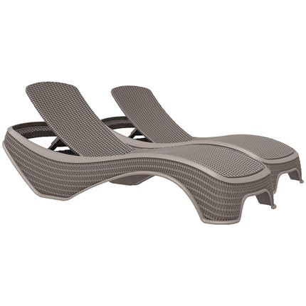 Centurion Supports MALDIVES Greige Prestigious Outdoor Rattan-Style Adjustable Sun Lounger Pair - Grade A