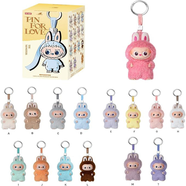 Pop Mart THE MONSTERS Pin for Love Series - Vinyl Plush Labubu Pendant (A-M) - Box Set of 14 Collectable Toys