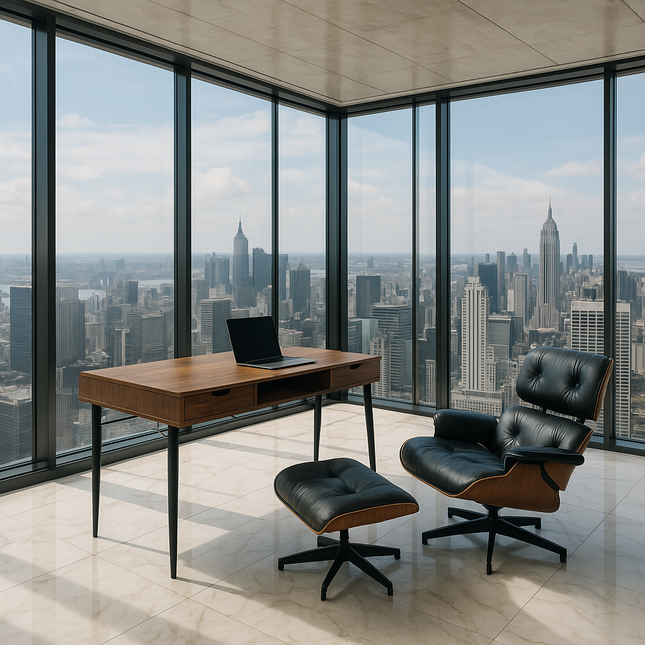 MDA Designs Kenora Home Office Study Ergonomic Desk Table Workstation with Drawers Walnut Black