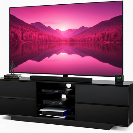 Homeology Avitus Gloss Black Designer Stand up to 65inch Flat Screen LED and LCD TV Cabinet
