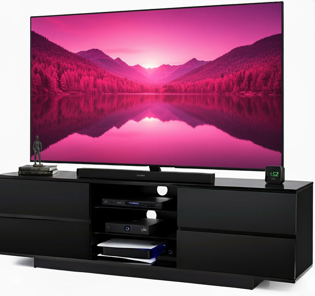 Homeology Avitus Gloss Black Designer Stand up to 65inch Flat Screen LED and LCD TV Cabinet