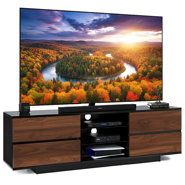 Centurion Supports AVITUS High Gloss Black with 4-Walnut Drawers for 32"-65" LED/OLED/LCD TV Cabinet - FULLY ASSEMBLED