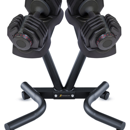 Strongology 40kg Adjustable Dumbbell Pair with Free Durable Steel Adjustable 40kg Dumbbell Floor Stand
