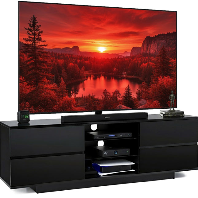 Centurion Supports AVITUS High Gloss Black with 4-Black Drawers for 32"-65" LED/OLED/LCD TV Cabinet - FULLY ASSEMBLED