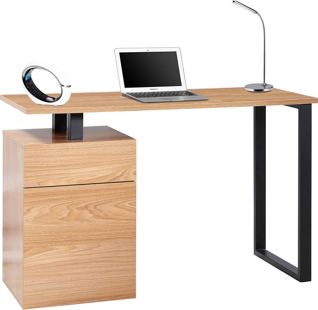 Centurion Supports CALISTA Oak with Matte Black Legs Contemporary Home Office Computer Desk