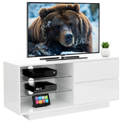 Centurion Supports Gallus Gloss White TV Stand with 2 Drawers and 3-Shelves Modern Entertainment Unit for TVs up to 55 Inch - Grade A