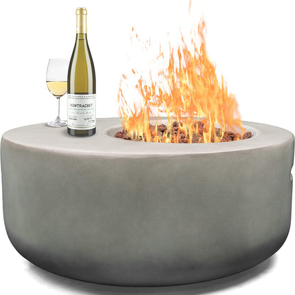 MDA Designs ECHO Light Grey Lavish Garden & Patio Gas Fire Pit with Eco-Stone Finish