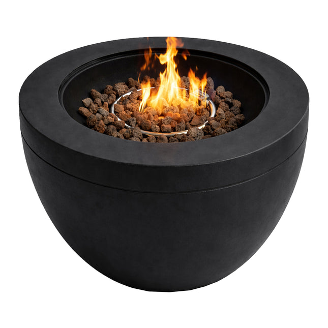 MDA Designs TABITI Black Lavish Garden & Patio Gas Fire Pit with Eco-Stone Finish