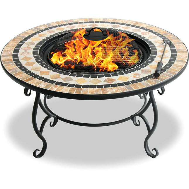 Centurion Supports Fireology BELUGA Opulent Garden and Patio Heater Fire Pit Brazier, Coffee Table, Barbecue and Ice Bucket - Marble Finish - Grade A