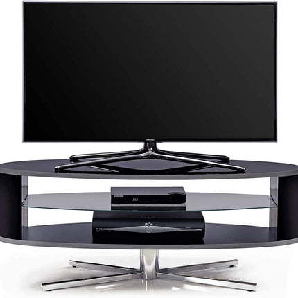 MDA Designs Orbit 1100BB Gloss Black TV Stand with Gloss Black Elliptic Sides for Flat Screen TVs up to 55"