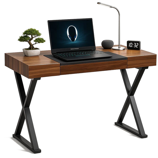 Centurion Supports ADONIS Walnut with Matte Black Legs Ergonomic Luxury Home Office Desk