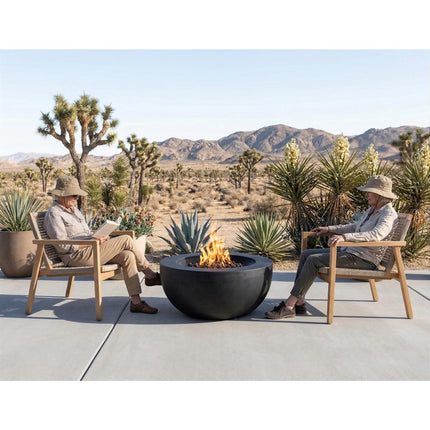 MDA Designs TABITI Black Lavish Garden & Patio Gas Fire Pit with Eco-Stone Finish